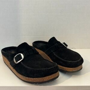 BIRKENSTOCK Women's Buckley Suede Clog Mules Black Size 40 9-9.5